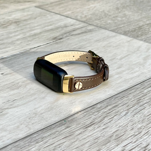 Fitbit Inspire 3 Band Women Strap Gold Accents Slim Leather Adjustable Bracelet - Picture 10 of 10